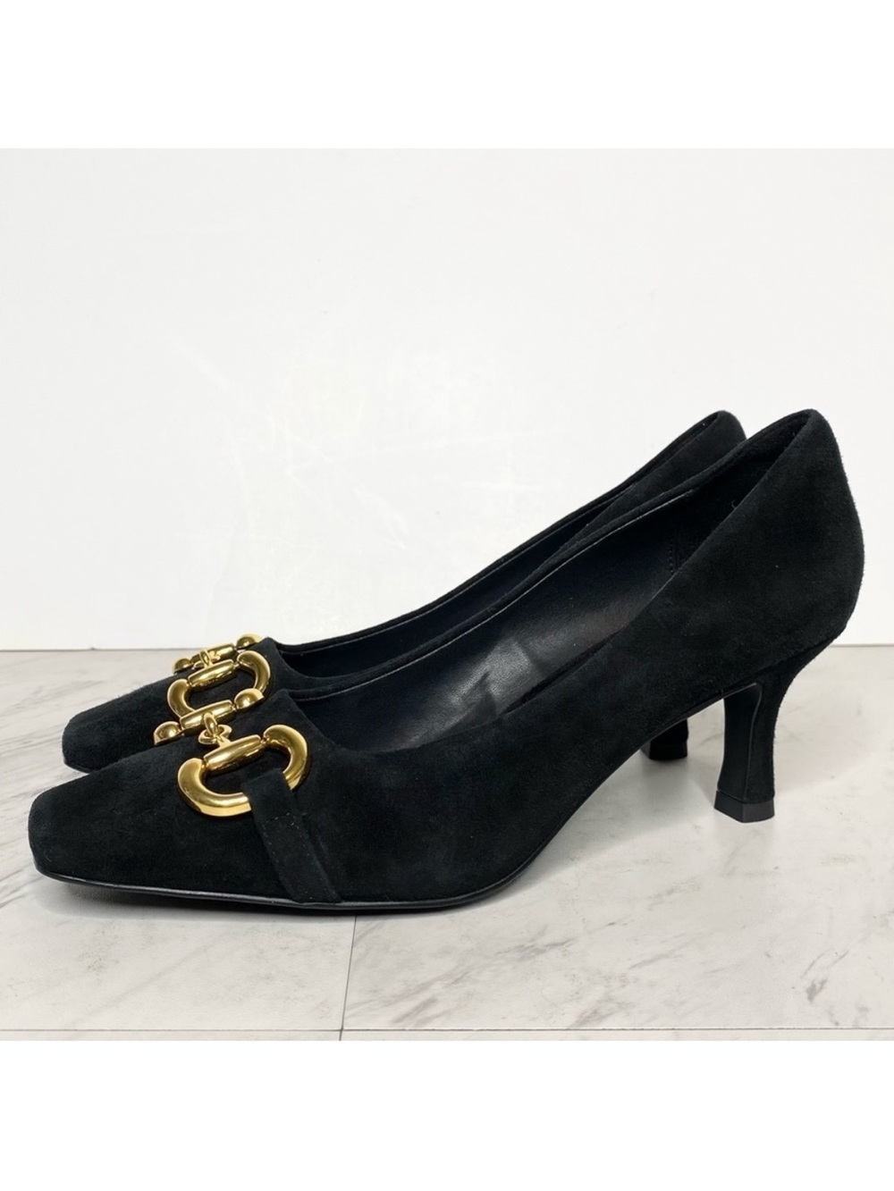 Jeffrey Campbell Linnae Black Suede Ornament Heel Pump 7 1/2